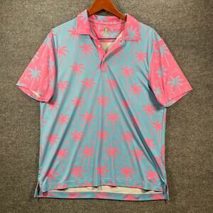 Chubbies Tropical Palm Polo in Blue and Pink